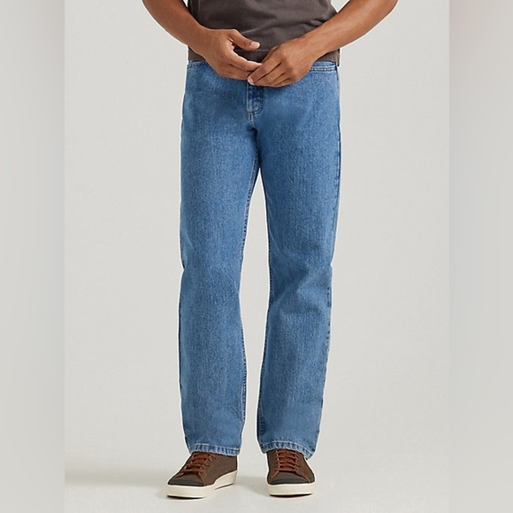 Wrangler Men’s 44/32 Five Star Premium Denim Relaxed Fit Jeans in Stone Bleach - Picture 8 of 9